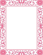 Pink Floral Swirl Border Rug