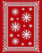 Crimson Snowflake Festive Border Rug