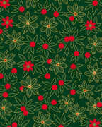 Green Red Gold Floral Vine Rug