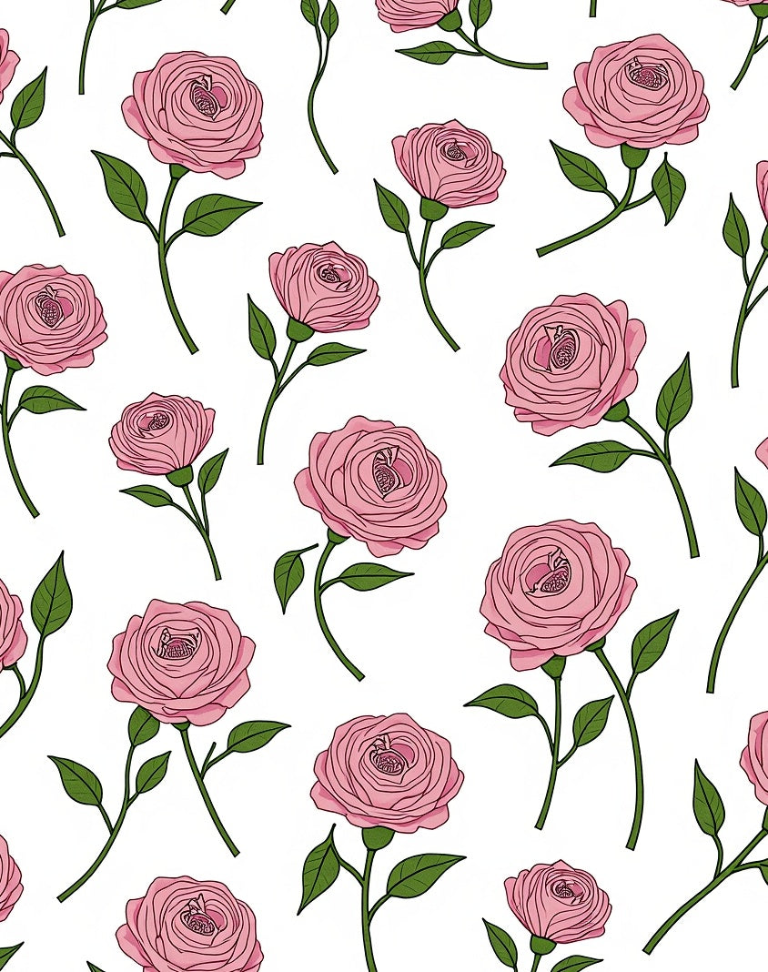 Pink Rose Garden Stem Arrangement Rug