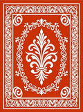 Classic Orange White Fleur-de-lis Border Rug