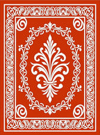 Classic Orange White Fleur-de-lis Border Rug