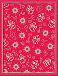 Bright Red Whimsical Gingerbread House Swirl Rug