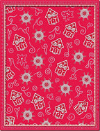 Bright Red Whimsical Gingerbread House Swirl Rug