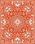 Vibrant Orange Floral Mandala Rug