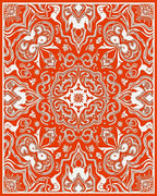 Vibrant Orange Floral Mandala Rug