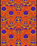 Orange And Blue Skull Floral Arrangement Rug