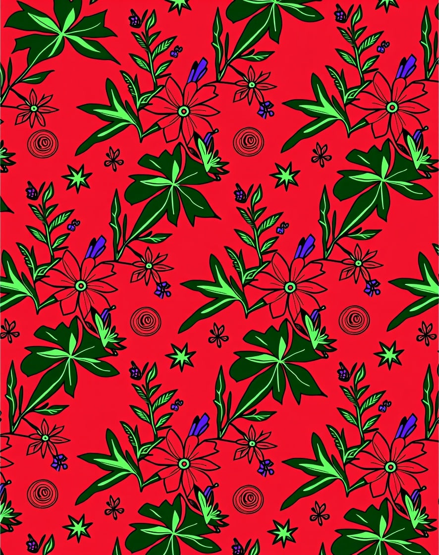 Bold Red Floral Garden Bloom Rug