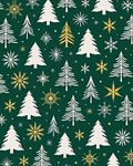 Green Evergreen Snowfall Forest Rug