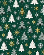 Green Evergreen Snowfall Forest Rug