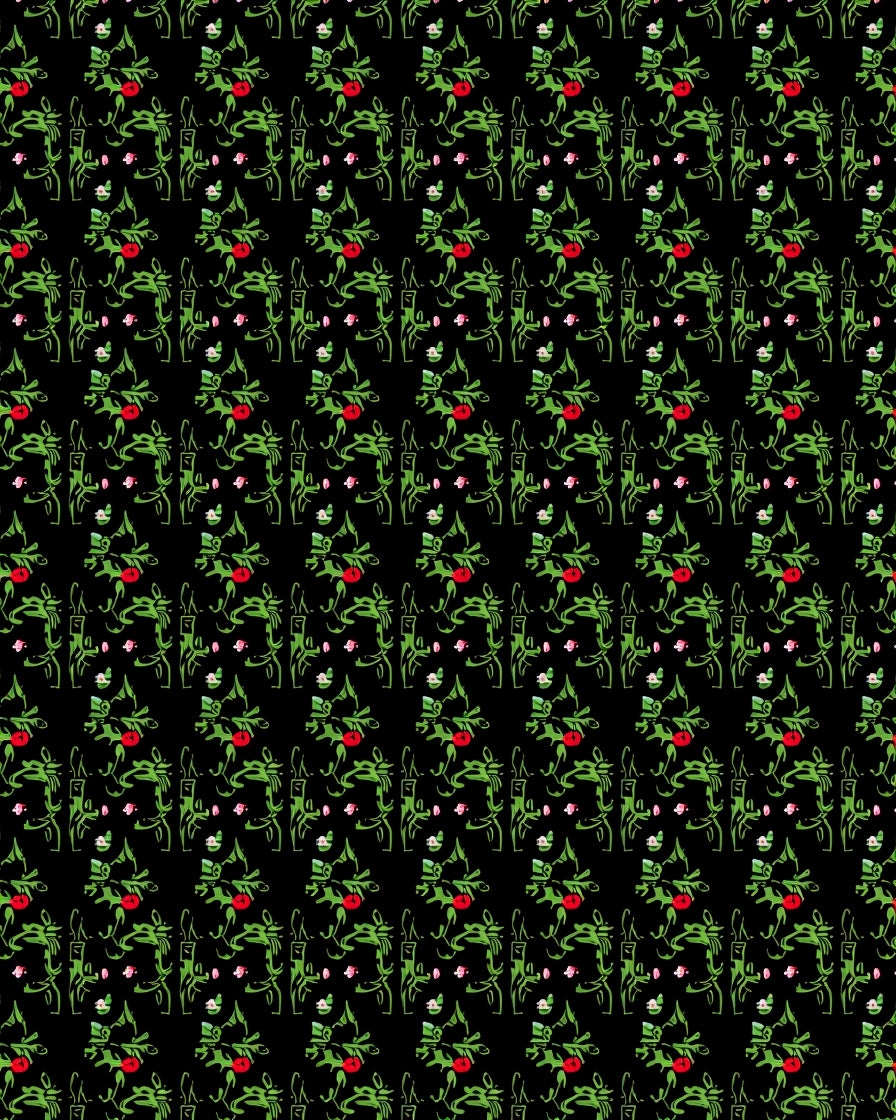 Green Holly Berry Garland Repeat Rug