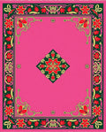 Vibrant Pink Floral Medallion Frame Rug
