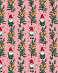 Pink Gnome And Fir Tree Garland Rug
