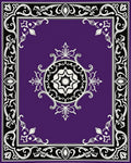 Ornate Purple Black White Medallion Rug