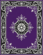 Ornate Purple Black White Medallion Rug