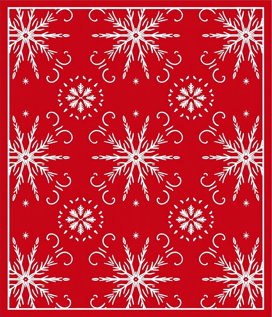 Red White Snowflake Winter Celebration Rug