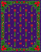 Crimson Red Bow and Spruce Garland Rug