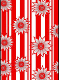 Bold Red White Striped Sunflower Rug