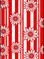 Bold Red White Striped Sunflower Rug