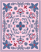 Pink Navy Red Floral Medallion Rug