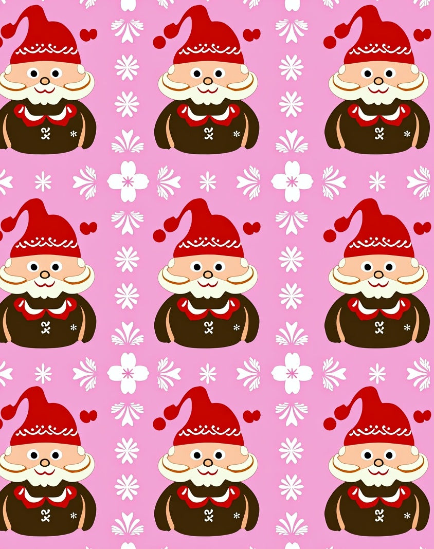 Pink Festive Gnome Snowflakes Rug