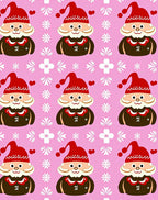 Pink Festive Gnome Snowflakes Rug