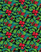 Bold Red Floral Green Leafy Abstract Rug