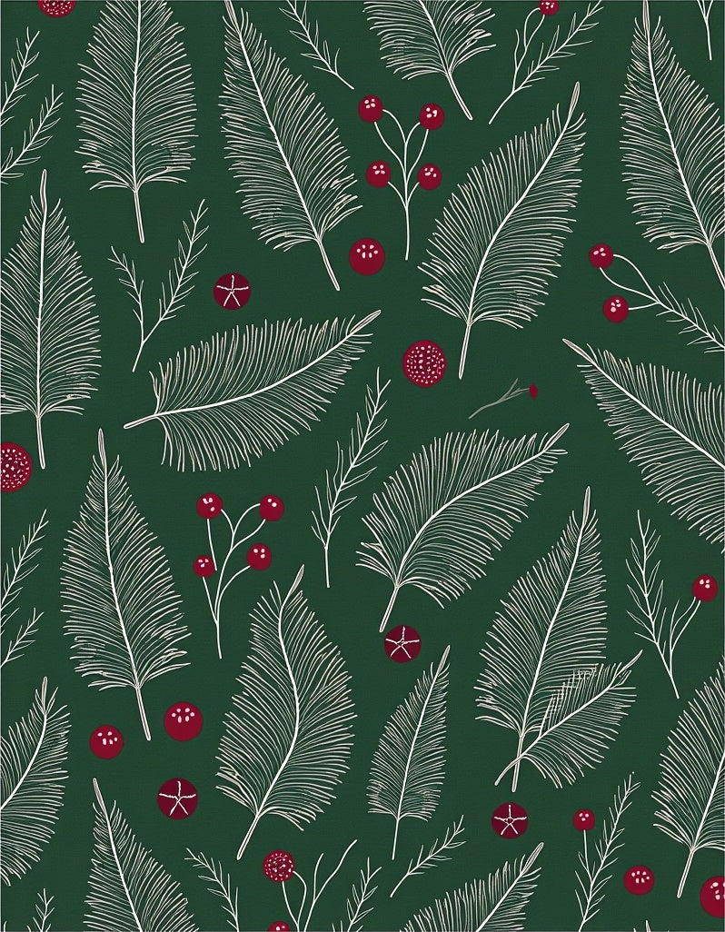 Forest Green White Pine Berry Garland Rug