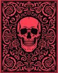 Crimson Skull Ornamental Square Rug