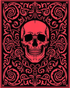 Crimson Skull Ornamental Square Rug