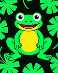 Happy Green Frog Lily Pad Art Rug
