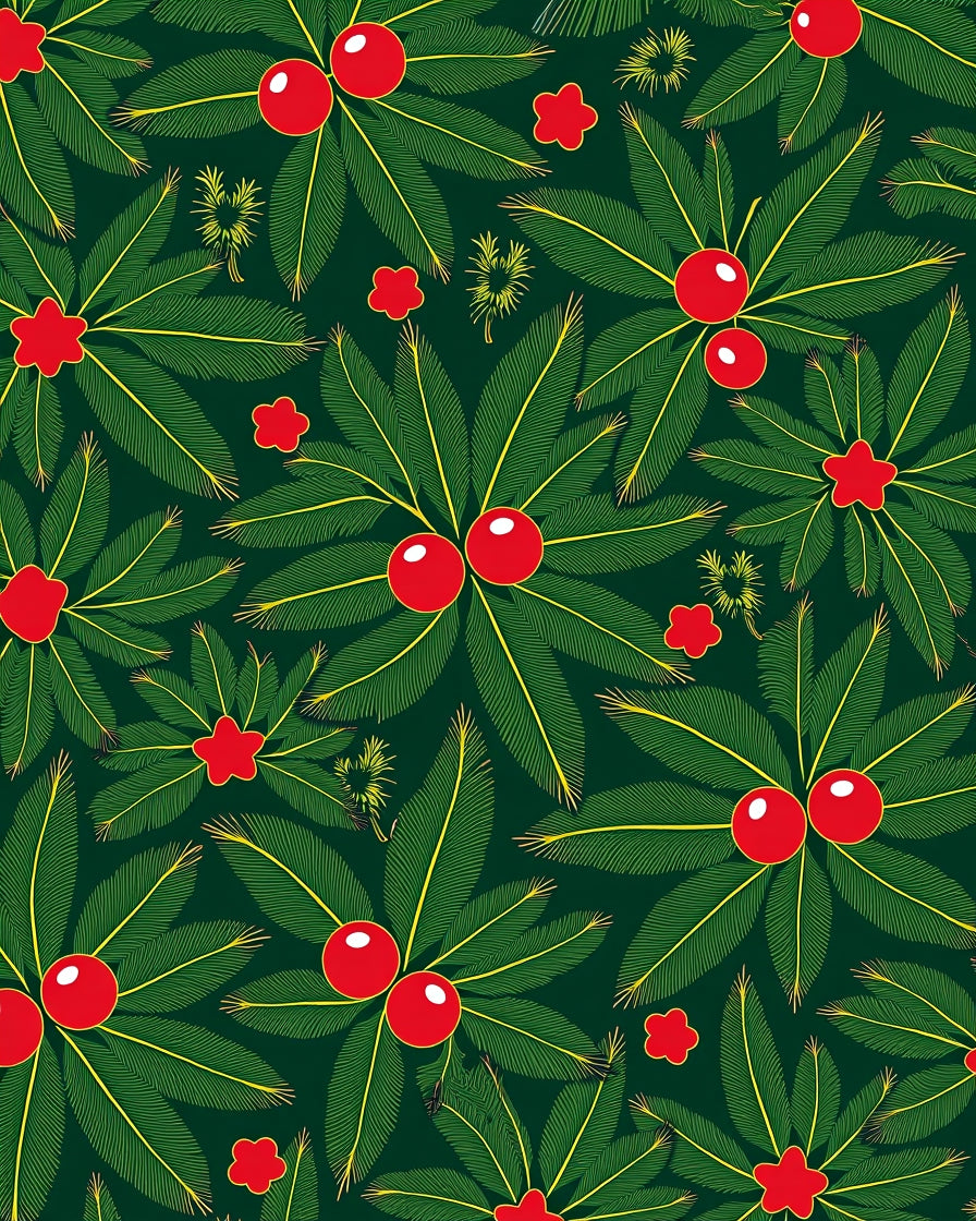 Emerald Green Holly Berry Garland Rug