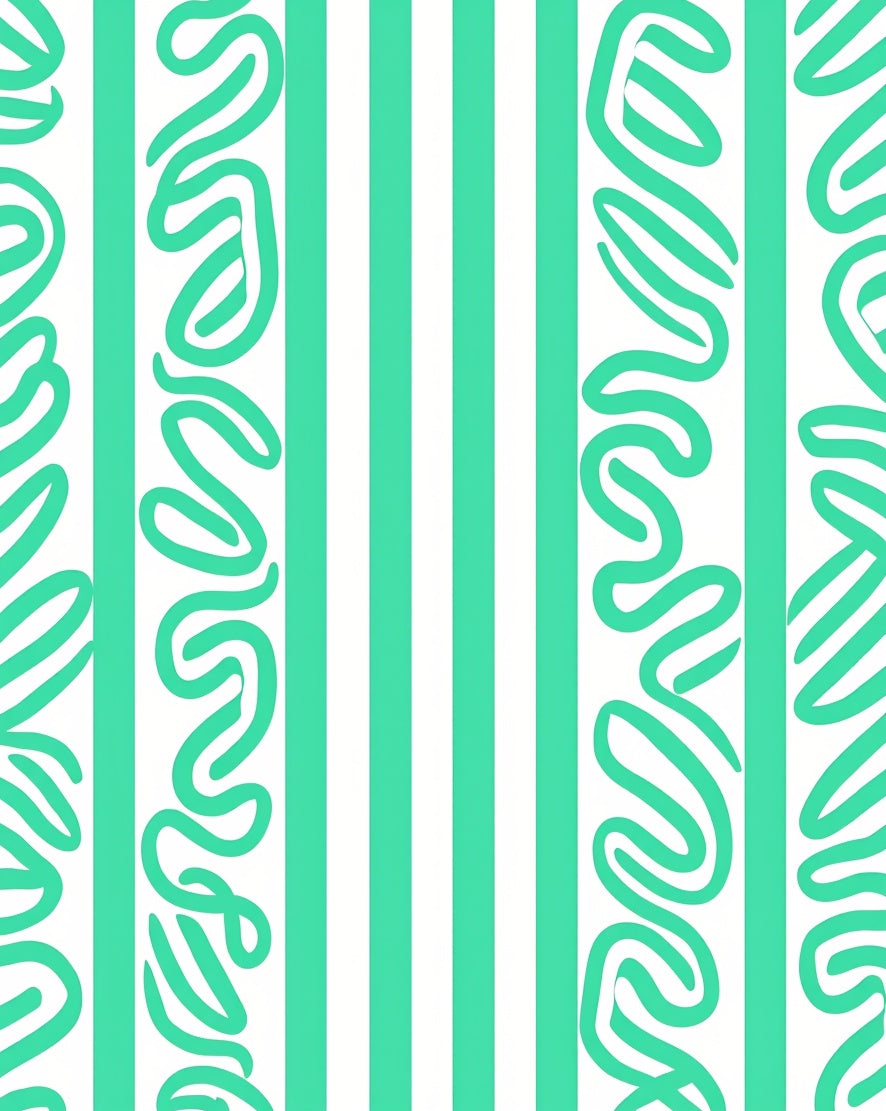 Jazzy Teal Swirl Stripes Rug
