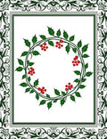 Elegant Green Holly Berry Wreath Border Rug