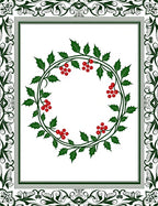 Elegant Green Holly Berry Wreath Border Rug
