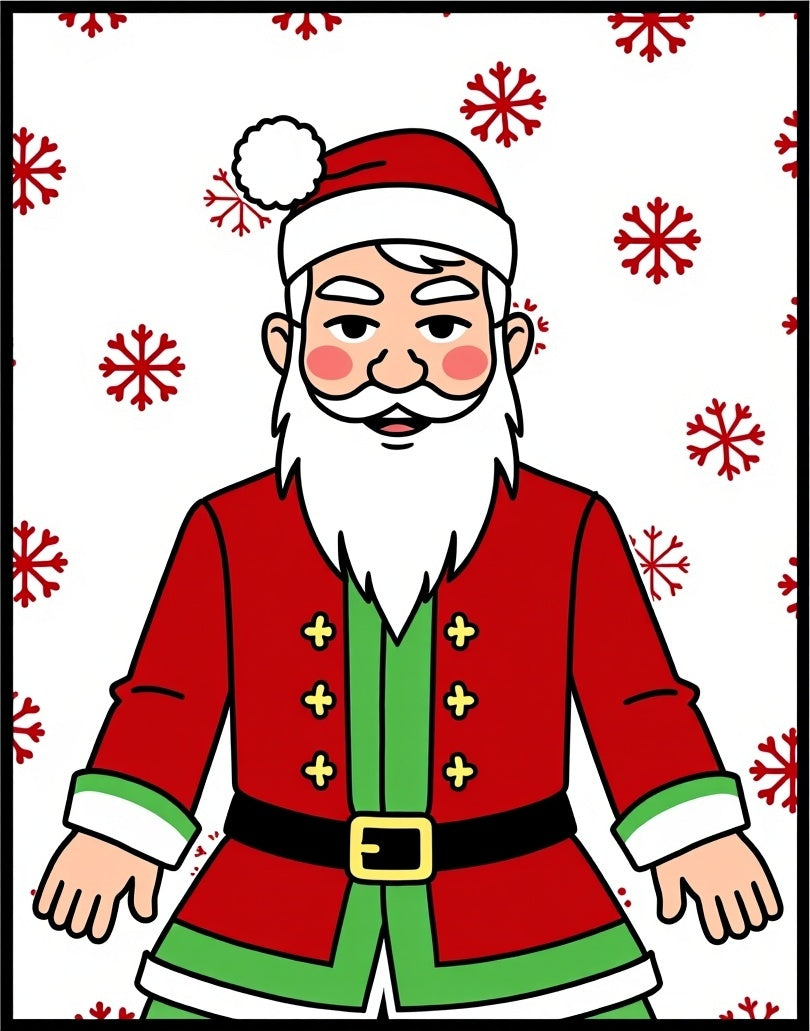 Friendly Red Santa Snowflakes Rug