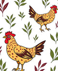 Sunny Yellow Hen Leafy Whimsy Rug