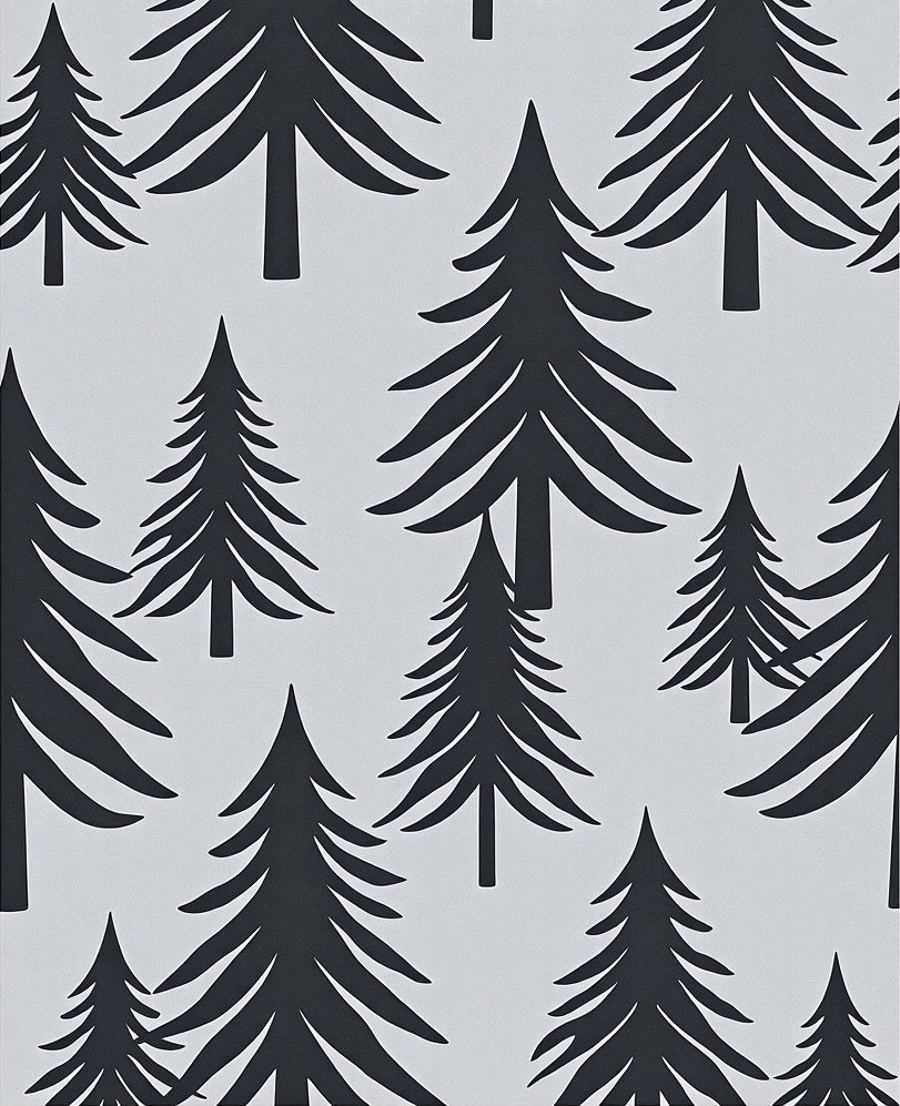 Dark Forest Trees Scandinavian Graphic Rug