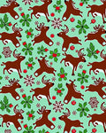 Jolly Reindeer Holly Snowflake Medley Rug