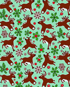 Jolly Reindeer Holly Snowflake Medley Rug