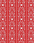 Red White Elaborate Floral Vertical Stripe Rug