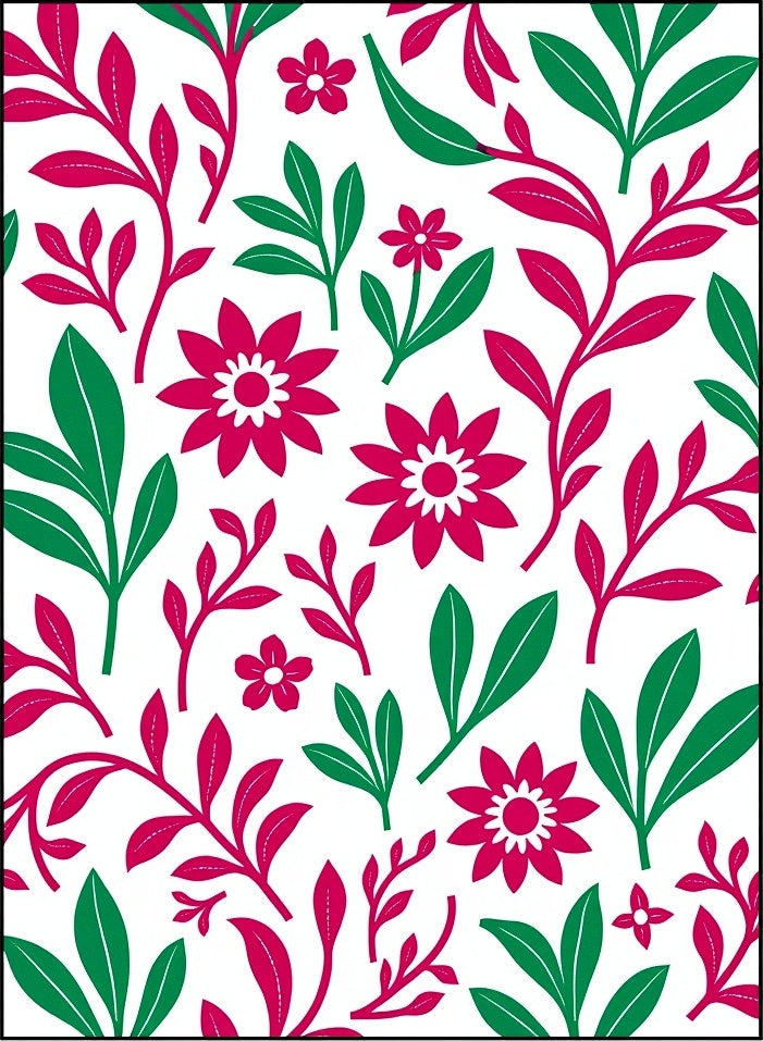 Crimson Green Floral Vine Rug