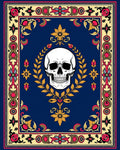 Dark Blue Skull Floral Ornament Rug