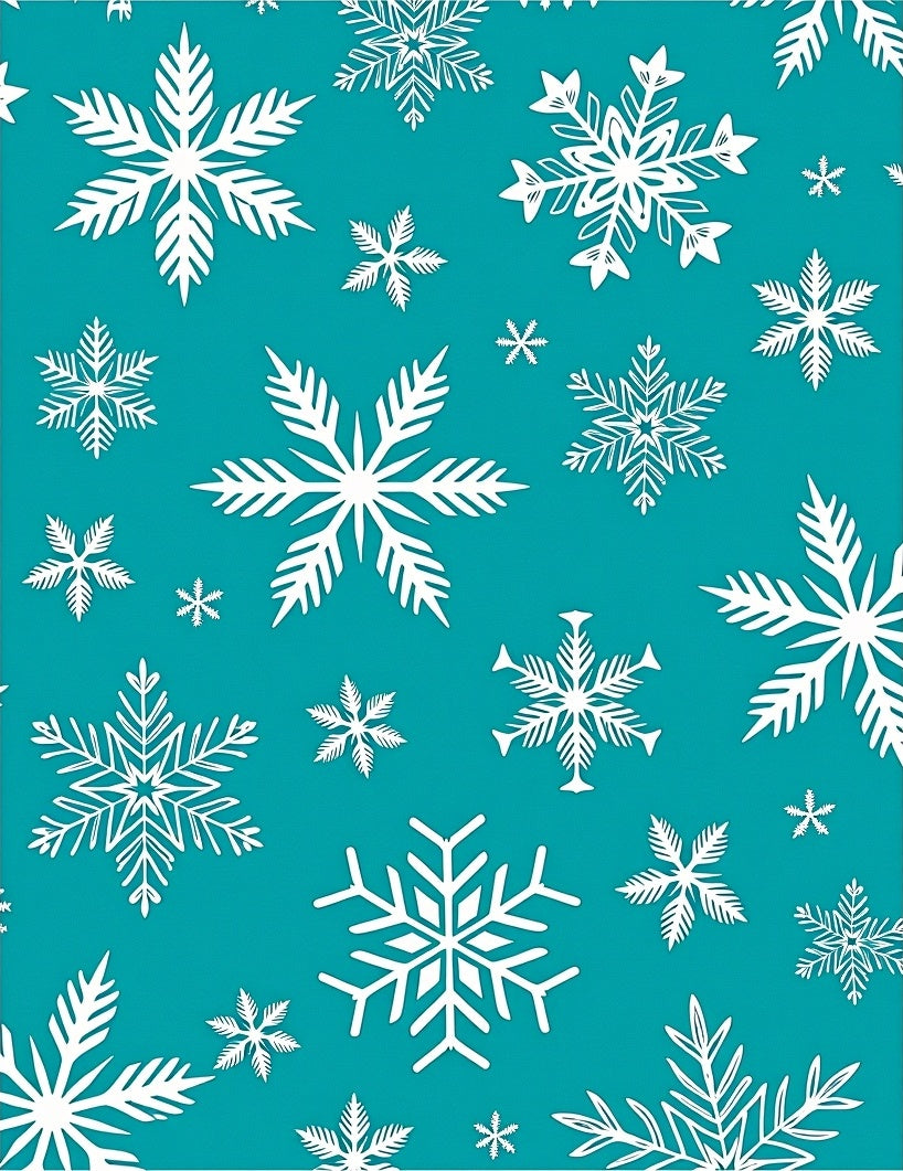 Teal White Snowflake Winter Collection Rug