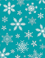 Teal White Snowflake Winter Collection Rug
