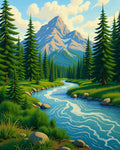 Alpine River Forest Meadow Mountain Scenery Rug