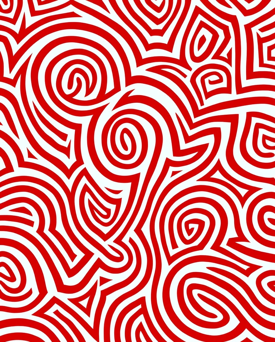 Bold Red Abstract Swirls Rug