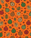 Orange Festive Ornaments Leafy Garland Rug