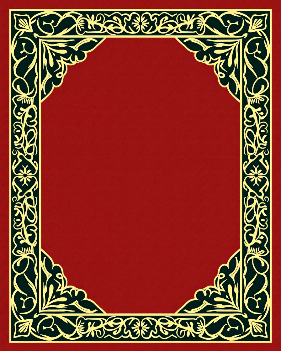 Crimson Gold Floral Vine Border Rug