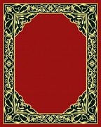 Crimson Gold Floral Vine Border Rug